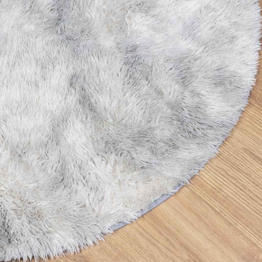 Teppich Shaggy Hochflor NAVARRA Silbergrau 120x120 cm Polyester